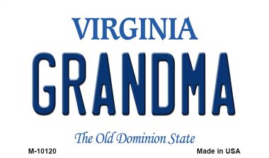 M-10120 Grandma Virginia State License Plate Magnet - 3.5 x 2 in.