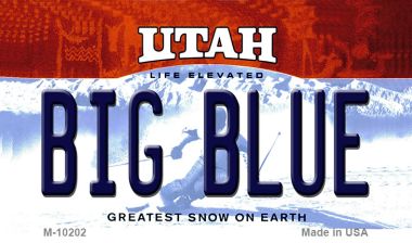 M-10202 Big Blue Utah State License Plate Magnet - 3.5 x 2 in.