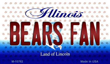 M-10762 Bears Fan Illinois State License Plate Magnet - 3.5 x 2 in.