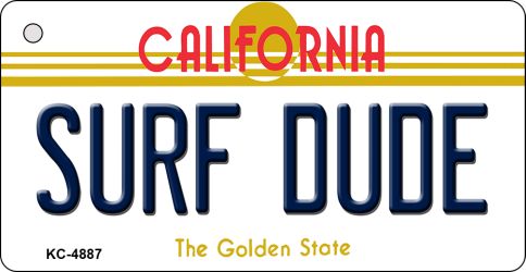 KC-4887 Surf Dude California State License Plate Key Chain - 3.5 x 2 in.