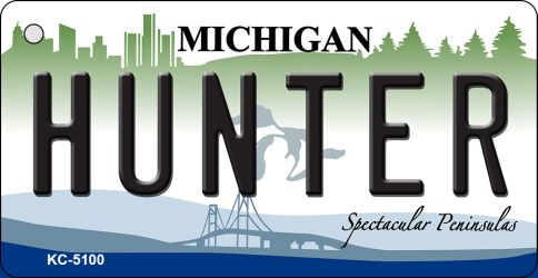 KC-5100 Hunter Michigan State License Plate Novelty Key Chain - 1.5 x 3 in.