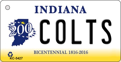 KC-5427 Colts Indiana State License Plate Key Chain - 1.5 x 3 in.