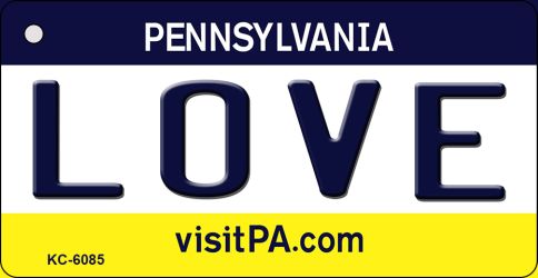 KC-6085 Love Pennsylvania State License Plate Key Chain - 1.5 x 3 in.