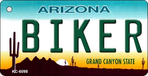 KC-6098 Biker Arizona State License Plate Key Chain - 3.5 x 2 in.