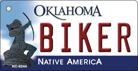 KC-6244 Biker Oklahoma State License Plate Novelty Key Chain - 1.5 x 3 in.