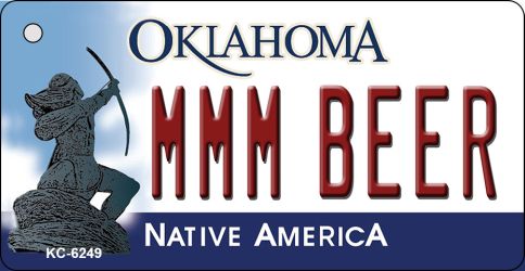 KC-6249 MMM Beer Oklahoma State License Plate Novelty Key Chain - 1.5 x 3 in.