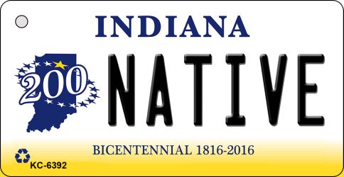 KC-6392 Native Indiana State License Plate Novelty Key Chain - 1.5 x 3 in.