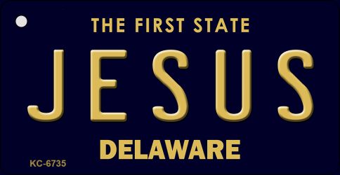 KC-6735 Jesus Delaware State License Plate Key Chain - 1.5 x 3 in.