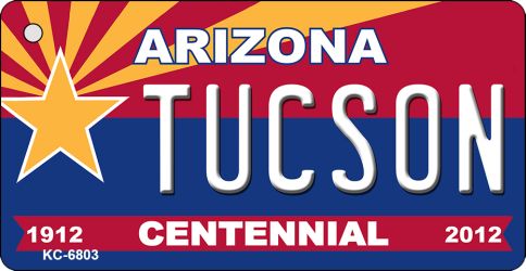 KC-6803 Tuscon Arizona Centennial State License Plate Key Chain - 3.5 x 2 in.