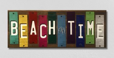 WS-132 Beach Time Fun Strips Novelty Wood Sign - 1.5 x 6 in.