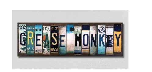 WS-486 Grease Monkey License Plate Strips Novelty Wood Signs - 6 x 1.5 in.