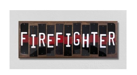 WS-584 FireFighter Thin Red Line Fun Strips Novelty Wood Signs - 6 x 1.5 in.