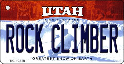 KC-10229 Rock Climbing Utah State License Plate Key Chain - 1.5 x 3 in.