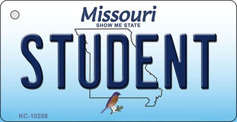 KC-10258 Student Missouri State License Plate Key Chain - 1.5 x 3 in.