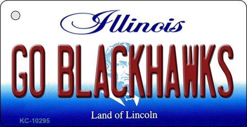 KC-10295 Go Blackhawks Illinois State License Plate Key Chain - 1.5 x 3 in.