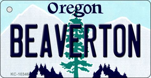 KC-10346 Beaverton Oregon State License Plate Key Chain - 1.5 x 3 in.