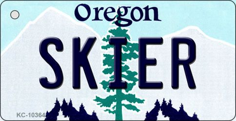 KC-10364 Skier Oregon State License Plate Key Chain - 1.5 x 3 in.