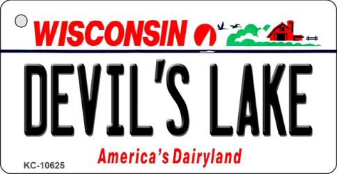 KC-10625 Devils Lake Wisconsin License Plate Novelty Key Chain - 1.5 x 3 in.