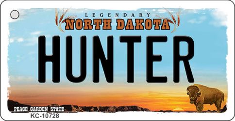 KC-10728 Hunter North Dakota State License Plate Key Chain - 1.5 x 3 in.