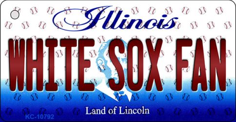 KC-10792 White Sox Fan Illinois State License Plate Key Chain - 1.5 x 3 in.
