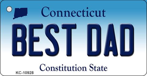 KC-10928 Best Dad Connecticut State License Plate Key Chain - 1.5 x 3 in.