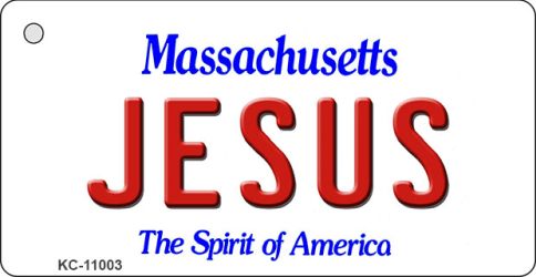 KC-11003 Jesus Massachusetts State License Plate Key Chain - 1.5 x 3 in.