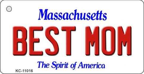 KC-11016 Best Mom Massachusetts State License Plate Key Chain - 1.5 x 3 in.