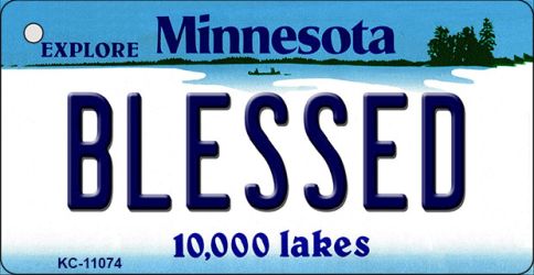 KC-11074 Blessed Minnesota State License Plate Novelty Key Chain - 1.5 x 3 in.