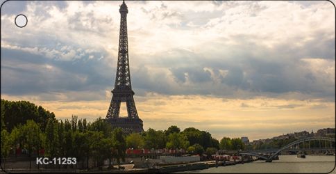 KC-11253 Eiffel Tower Day Overlooking Water Novelty Aluminum Key Chain - 1.5 x 3 in.