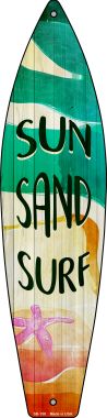 SB-158 Sun Sand & Surf Metal Novelty Surfboard Sign - 17 x 4.5 in.