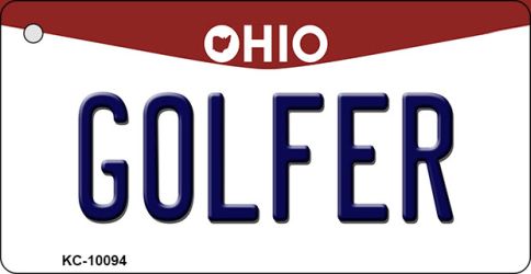 KC-10094 Golfer Ohio State License Plate Key Chain - 1.5 x 3 in.