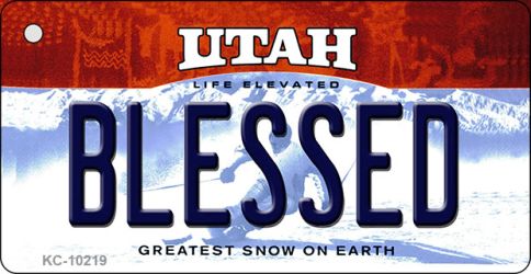 KC-10219 Blessed Utah State License Plate Key Chain - 1.5 x 3 in.