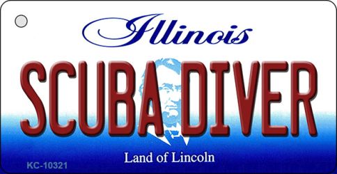 KC-10321 Scuba Diver Illinois State License Plate Key Chain - 1.5 x 3 in.