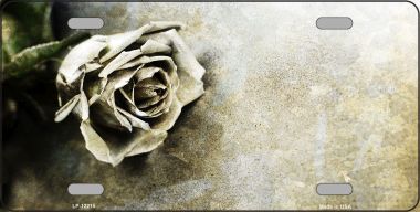 LP-12215 Black & White Rose Novelty Metal License Plate - 6 x 12 in.