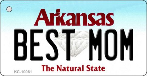 KC-10061 Best Mom Arkansas State License Plate Key Chain - 1.5 x 3 in.