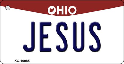 KC-10085 Jesus Ohio State License Plate Key Chain - 1.5 x 3 in.