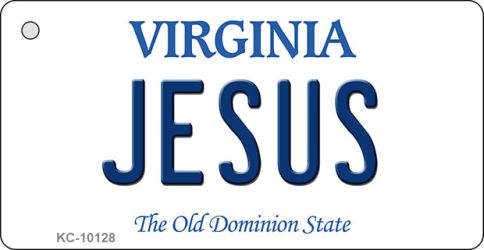 KC-10128 Jesus Virginia State License Plate Key Chain - 1.5 x 3 in.