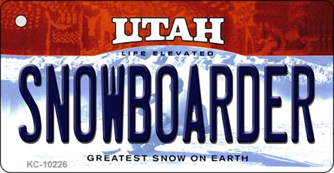 KC-10226 Snowboarder Utah State License Plate Key Chain - 1.5 x 3 in.