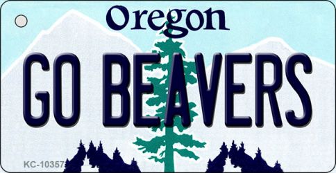 KC-10357 Go Beavers Oregon State License Plate Key Chain - 1.5 x 3 in.