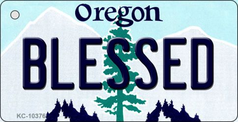KC-10376 Blessed Oregon State License Plate Key Chain - 1.5 x 3 in.