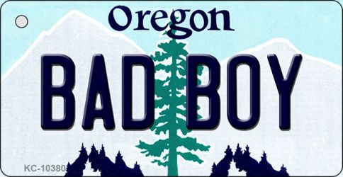 KC-10380 Bad Boy Oregon State License Plate Key Chain - 1.5 x 3 in.