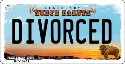KC-10741 Divorced North Dakota State License Plate Key Chain - 1.5 x 3 in.