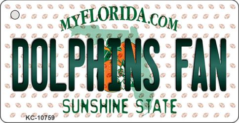 KC-10759 Dolphins Fan Florida State License Plate Key Chain - 1.5 x 3 in.