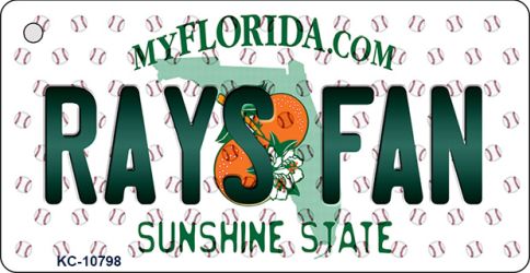 KC-10798 Rays Fan Florida State License Plate Key Chain - 1.5 x 3 in.