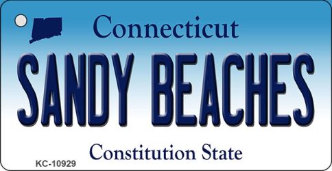 KC-10929 Sandy Beaches Connecticut State License Plate Key Chain - 1.5 x 3 in.