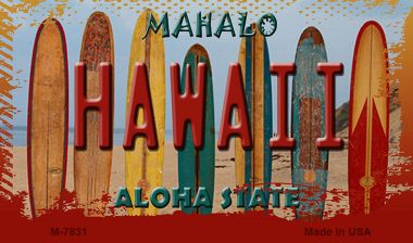 M-7831 3.5 x 2 in. Hawaii Surboards Novelty Metal Magnet
