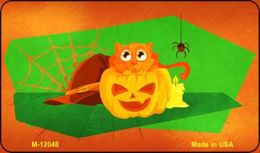 M-12048 3.5 x 2 in. Pumpkin Kitty Novelty Metal Magnet