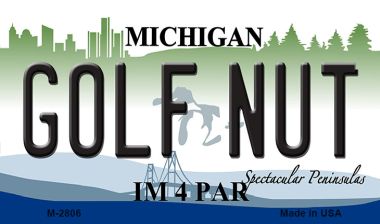 M-2806 3.5 x 2 in. Golf Nut Michigan State License Plate Novelty Magnet