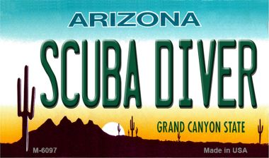 M-6097 3.5 x 2 in. Scuba Diver Arizona State License Plate Magnet