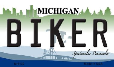 M-6132 3.5 x 2 in. Biker Michigan State License Plate Novelty Magnet